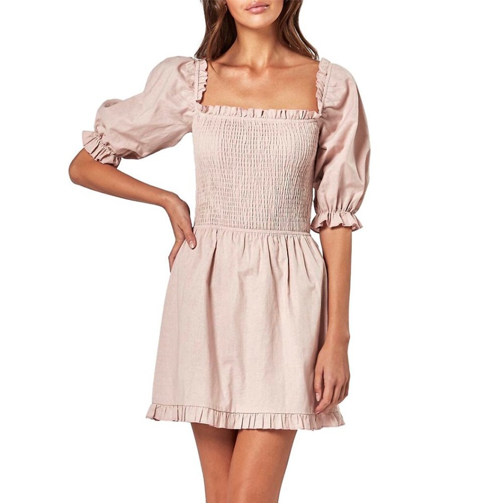 (NWT) Charlie Holiday - blush pink cotton & linen mini dress (small) - Picture 4 of 7